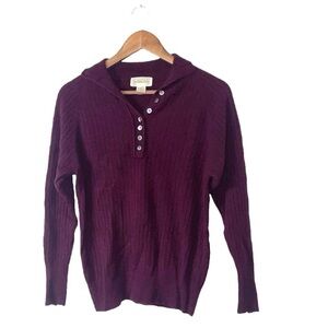 Vintage JH Collectibles Purple Lambswool Angora Rabbit Hair Henley Sweater Small